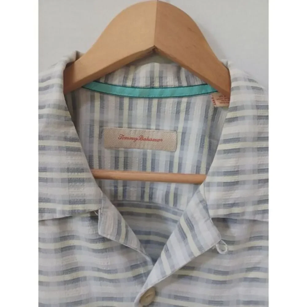 TOMMY BAHAMA 55% Silk‎ Button Up Short Sleeve Shirt XL